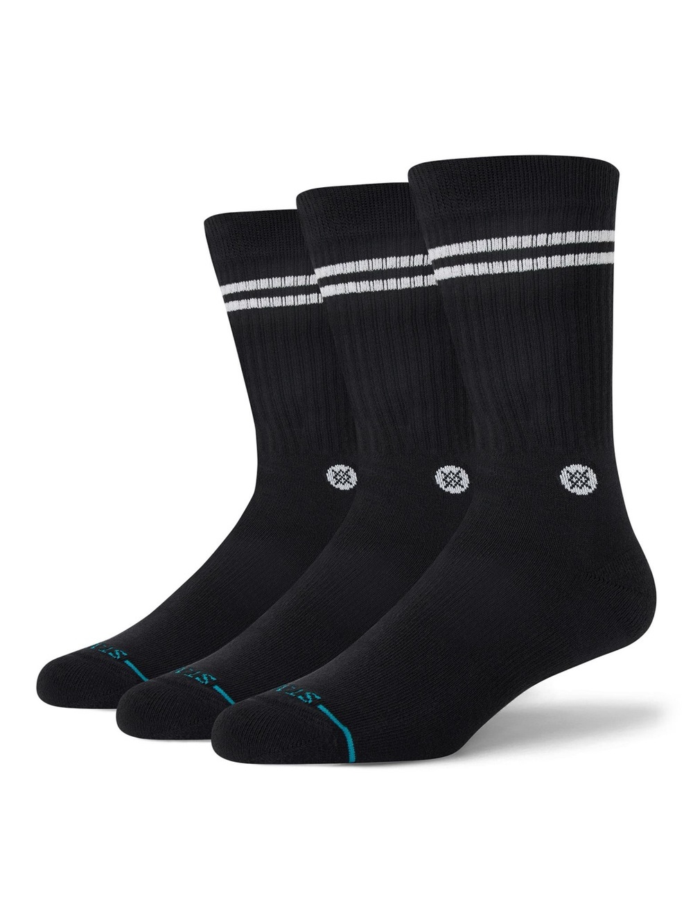 Stance Men's Black Crew Socks with White Stripes